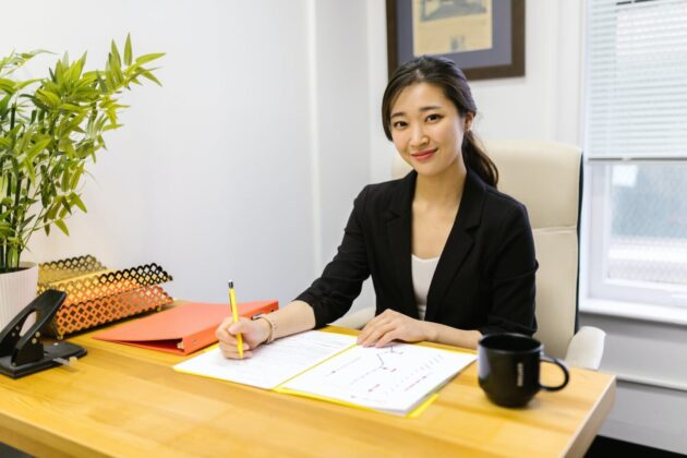 girl with documents