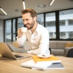 person looking at laptop